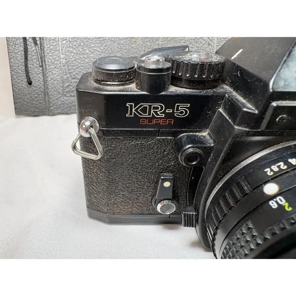 Ricoh KR-5 Super 35mm SLR Film Camera Rikenon 50mm f/2 Lens Bag Album *Untested